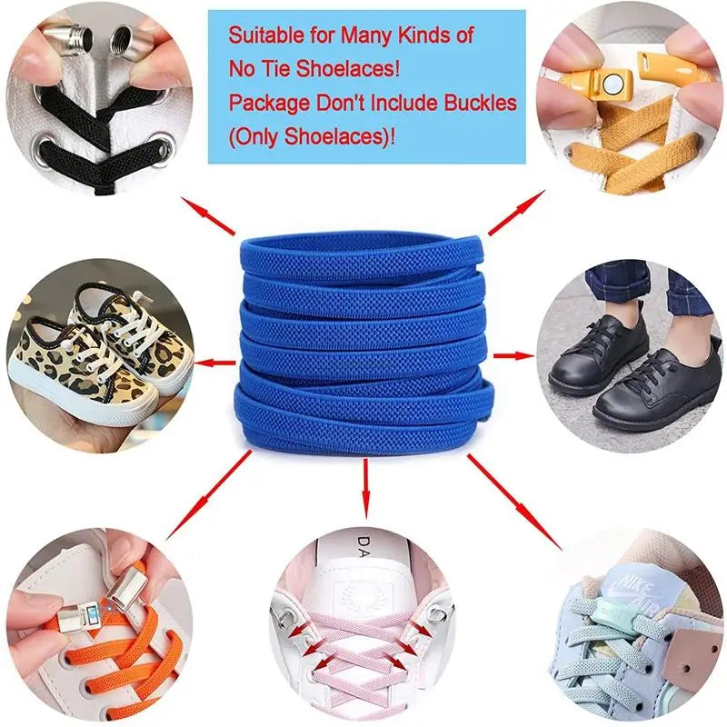 Elastic Laces Sneakers Classic Elastic Shoelaces 6mm Width Flat Shoelace for Kids Adults Shoe laces Rubber Bands for Shoes Pi-Mart