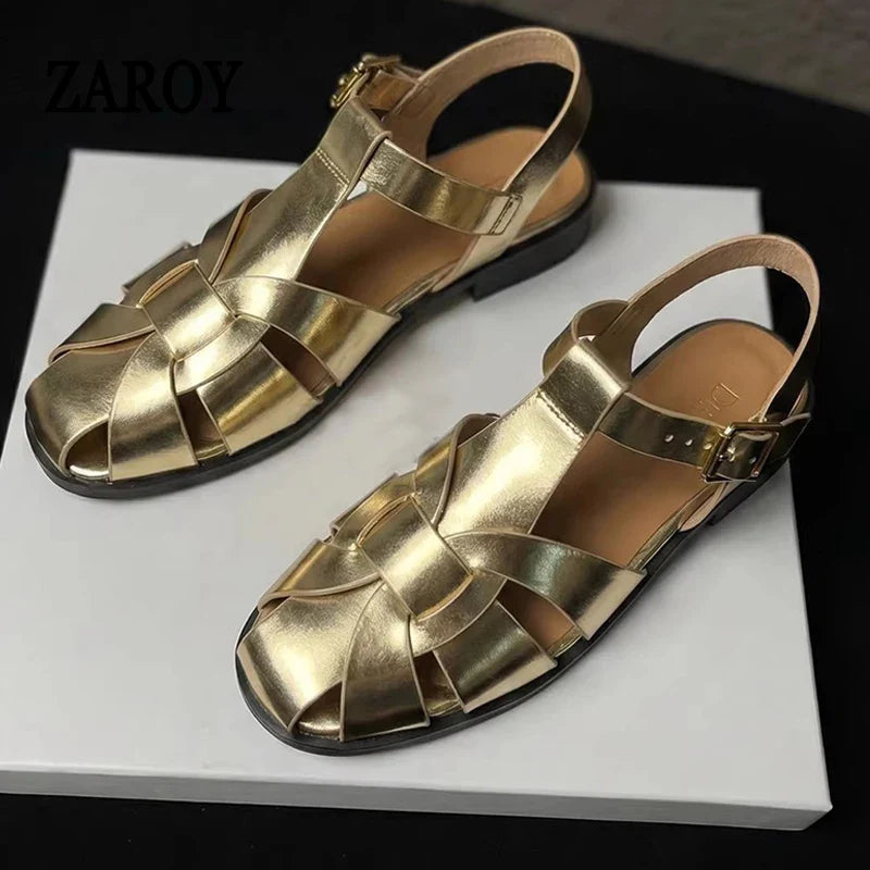 ZAROY Women Sandals Summer 2026 Newest Female Shoes Elegant Office Ladies Sandals Casual Soft Beach Flat Sandalias Roman Zapatos LadyShow.Store