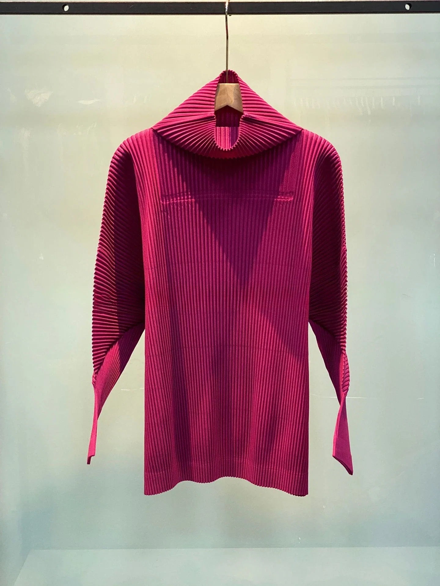 Miyake Pleated Sweatshirt Pit Stripe Zipper Standing Collar Jacket Women 2025 New Casual Pullover Hundred Pleat Skinny Tops LadyShow.Store