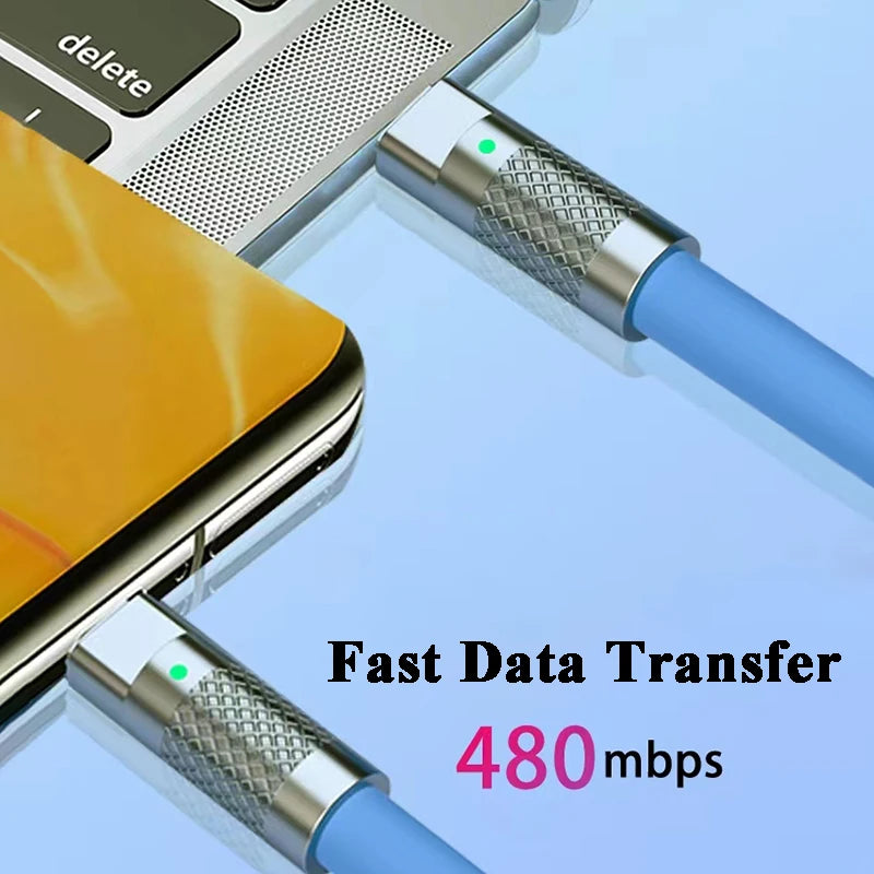 120w 6a Super Fast Charge PD Type C Liquid Silicone Cable Quick Charge 1M 2M Usb Cable Usb C to C Charger Cable Pi-Mart