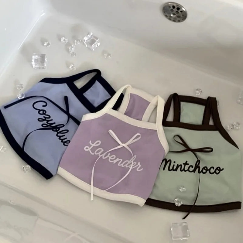 Summer Letter Printed Puppy Sling Breathable Teddy Vest Small Dog Bow T-shirt Casual Dog Clothes Pet Supplies Pi-Mart