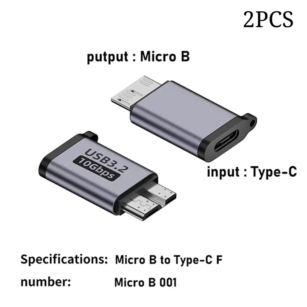 Micro B USB C 3.0 Male to Type C Female Adapter Type-C USB3.0 Micro B Connector for External Hard Drive Disk HDD Cable Adapter Pi-Mart