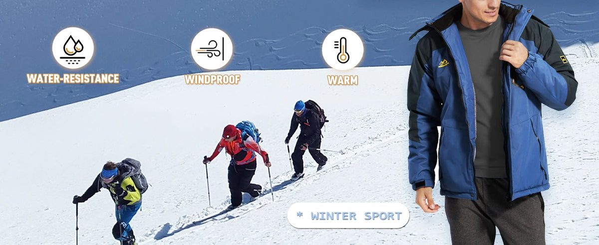 TACVASEN Fleece Lining Mountain Jackets Mens Hiking Jackets Outdoor Removable Hooded Coats Ski Snowboard Parka Winter Outwear Pi-Mart