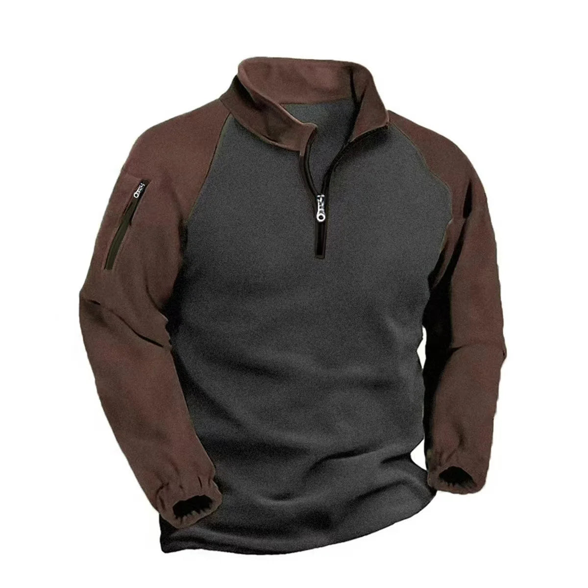 Autumn Winter Men's Fleece Hoodies Half Zipper Patchwork Pullover Coats Men Fashion Outdoor Warm Sweatshirts Male Casual Hoodies Pi-Mart