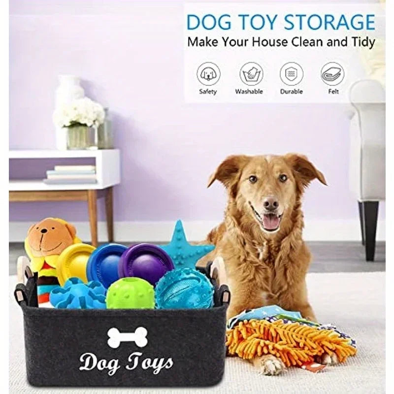 Felt pet toy box, dog toy box, storage basket box - perfect for organizing pets Pi-Mart