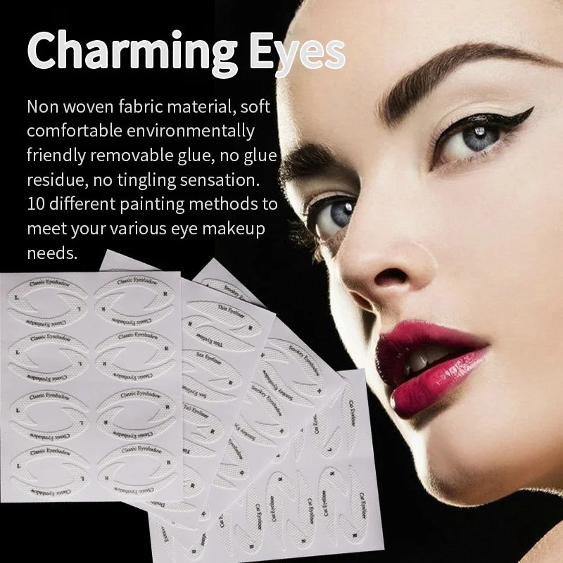 4 Sheets Quick Stencils Eyeliner Eye Makeup Shaping Auxiliary Stickers Eyeshadow Eyebrows Styling Drawing Template Guide Card Pi-Mart