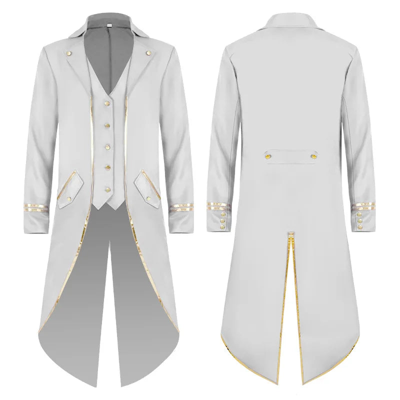 Men's Classic Medieval Vintage Tailcoat Halloween Cosplay Victorian Renaissance Style Steampunk Medieval Jacket Costume Pi-Mart