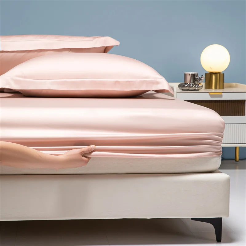 Luxury 100% Bamboo Bed Sheet Set with Fitted Sheets Flat Bedsheet Pillowcase Double Queen King Size Bedding Sets Smooth Silky LadyShow.Store