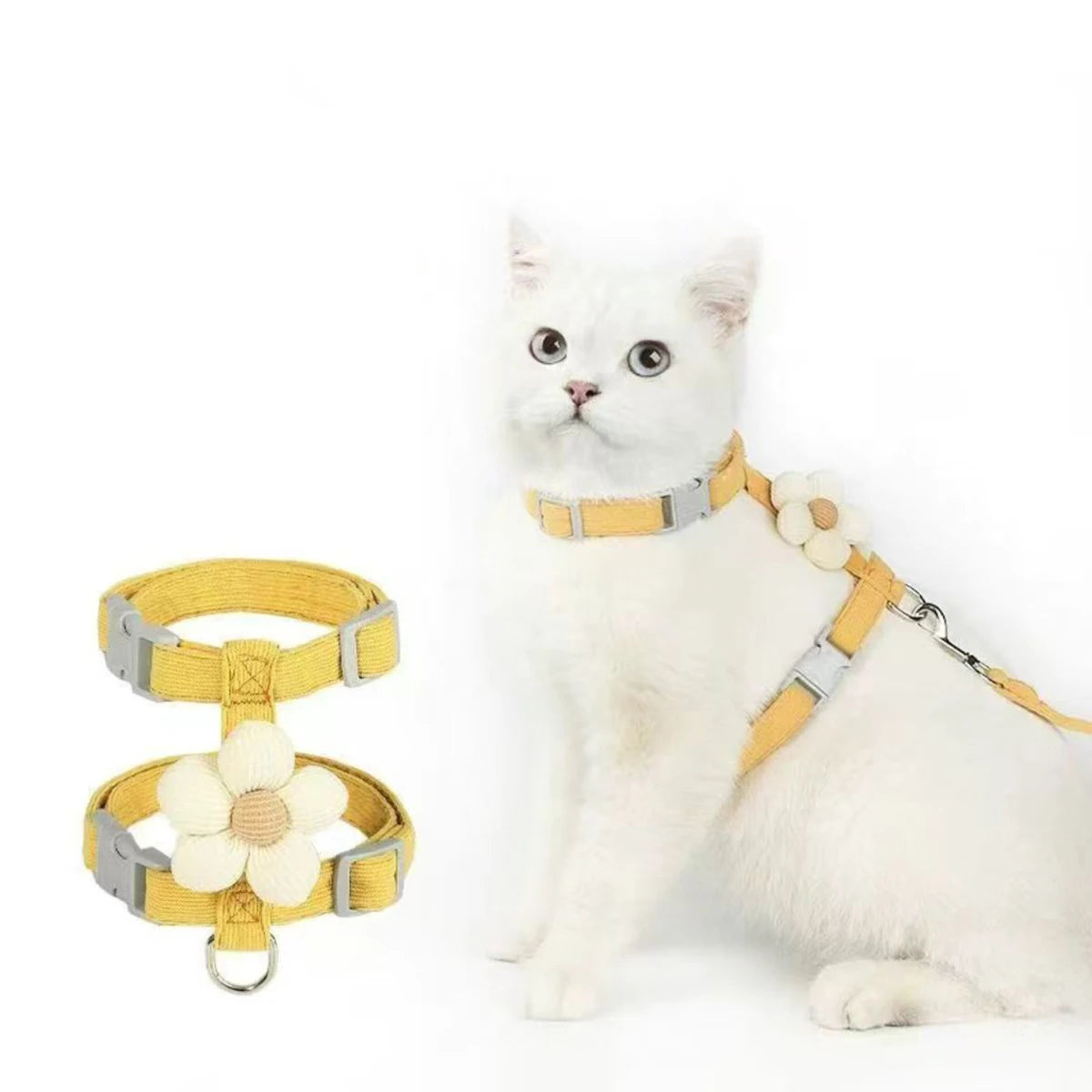 Cat Harness and Leash Sets Adjustable Dog Harness for Small Dog Leash Breashable Pet Harness Out Walking Dog Strap Cat Accessory Pi-Mart