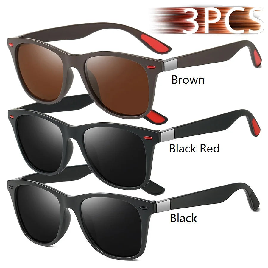 1-2-3PCS Fashion Vintage Square Unisex Driving Fishing Sunglasses Men Women Luxury Brand Designer Sun Glasses Anti-Glare Eyewear Pi-Mart