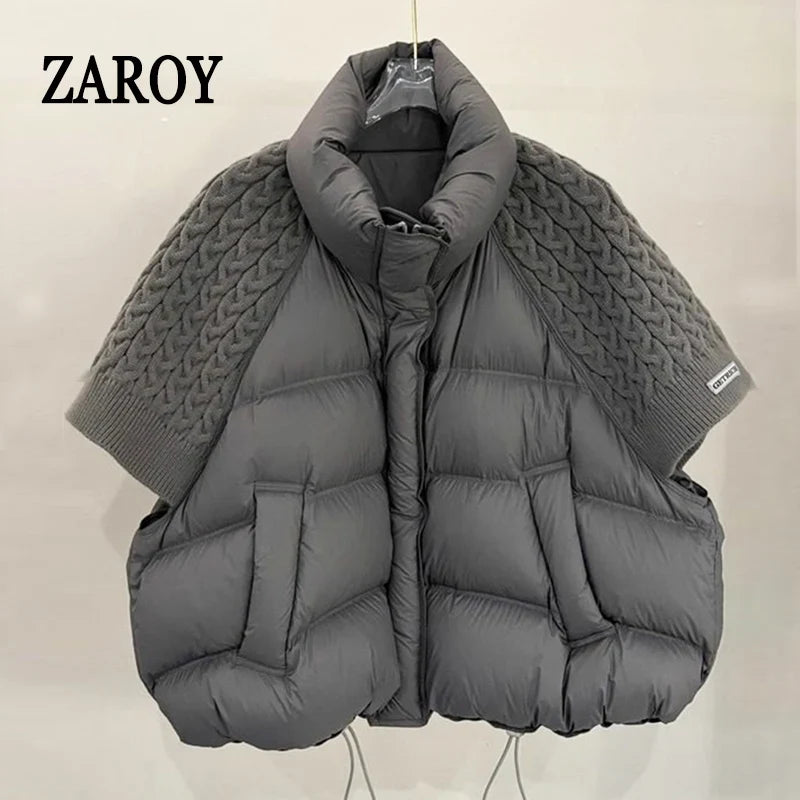 ZAROY Women's Cotton Vest Jacket Autumn Winter Loose Casual Stand Collar Pocket Puffer Waistcoat Coat Trendy Outerwear куртка LadyShow.Store