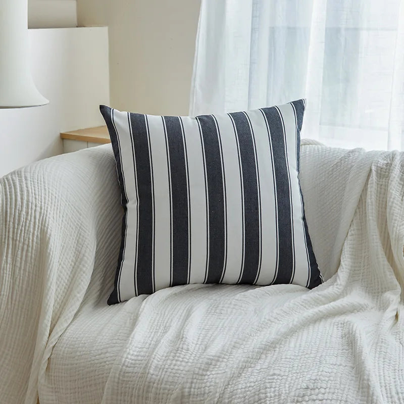 Classical Striped Cushion Cover 45x45cm Hawthorn Red Ivory Recycle Polyester Fabric Pillow Cover Indoor Outdoor Home Decoration Pi-Mart