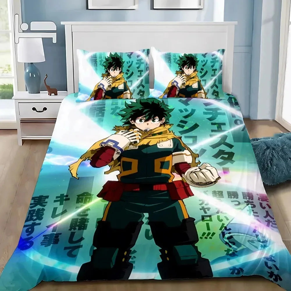 Japan Anime My Hero Academia Bedding Sets Exquisite Bed Supplies Duvet Cover Bed Comforter Set Bedding Set Luxury Birthday Gift Pi-Mart
