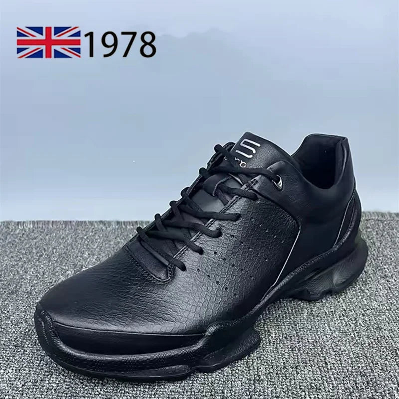 New Mens Casual Shoes Quality Genuine Leather Shoes For Men Lace-up Breathable Fashion Flats Male Black Shoes Pi-Mart