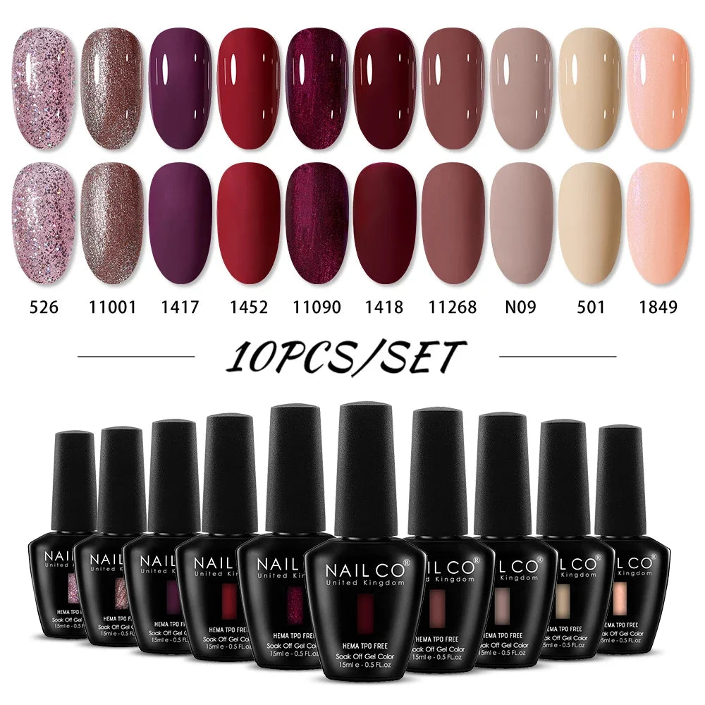 NAILCO 15ml Nails Art Gel Lack Polish Summer Hybrid Nail Varnish Manicure UV Top Coat Base HEMA TPO FREE Esmalte Nail Gel Polish Tri Light Beauty