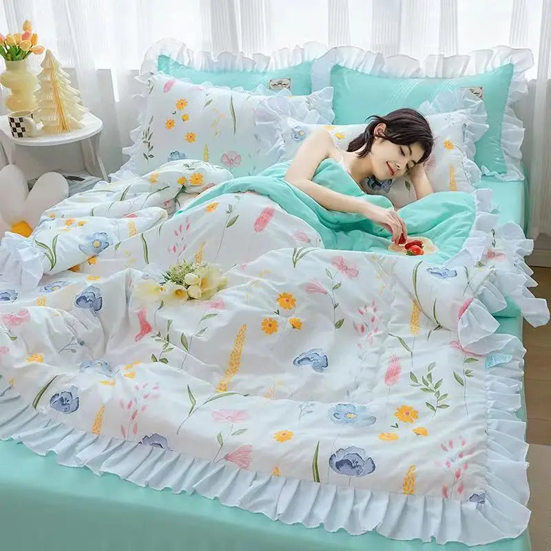 Summer Quilted Blanket Comforter Duvet Cover for Single Double Bed Air Condition Quilt Student Car Kids Adult Bed Cover Bedding Pi-Mart