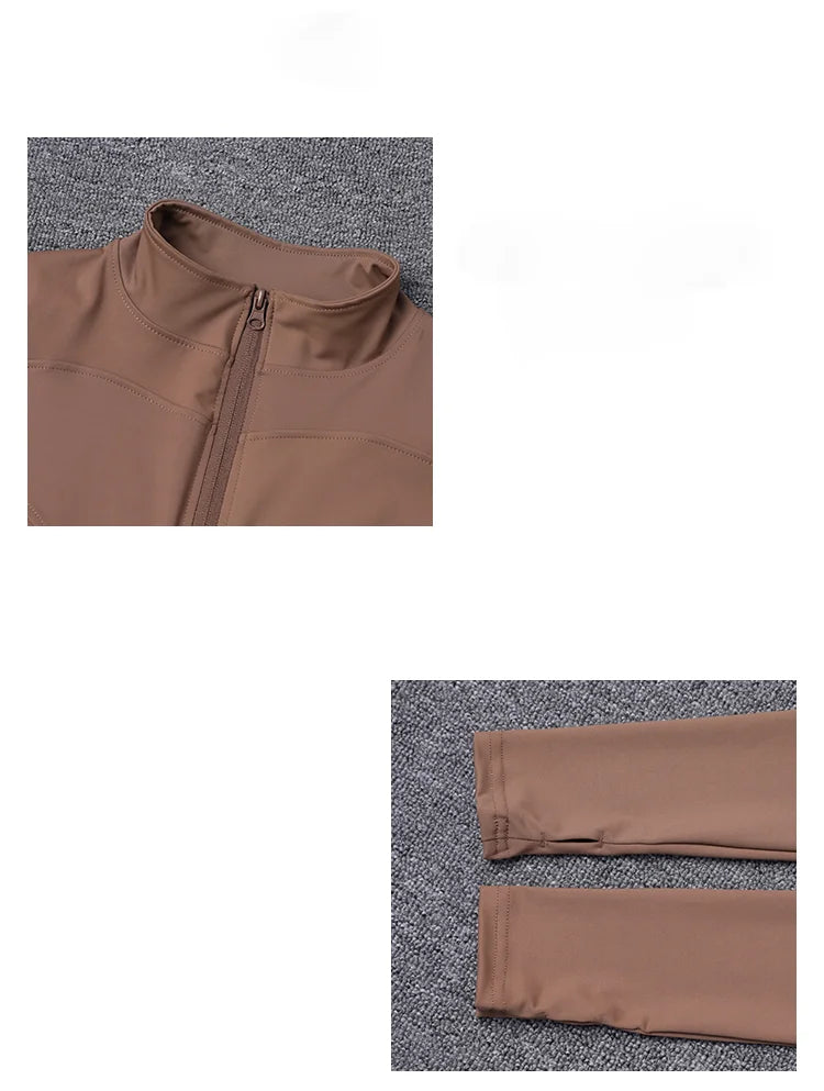 Women Sport Jacket Long Sleeve Shirt Workout Coat Gym Training Clothing Yoga Sportswear Pi-Mart