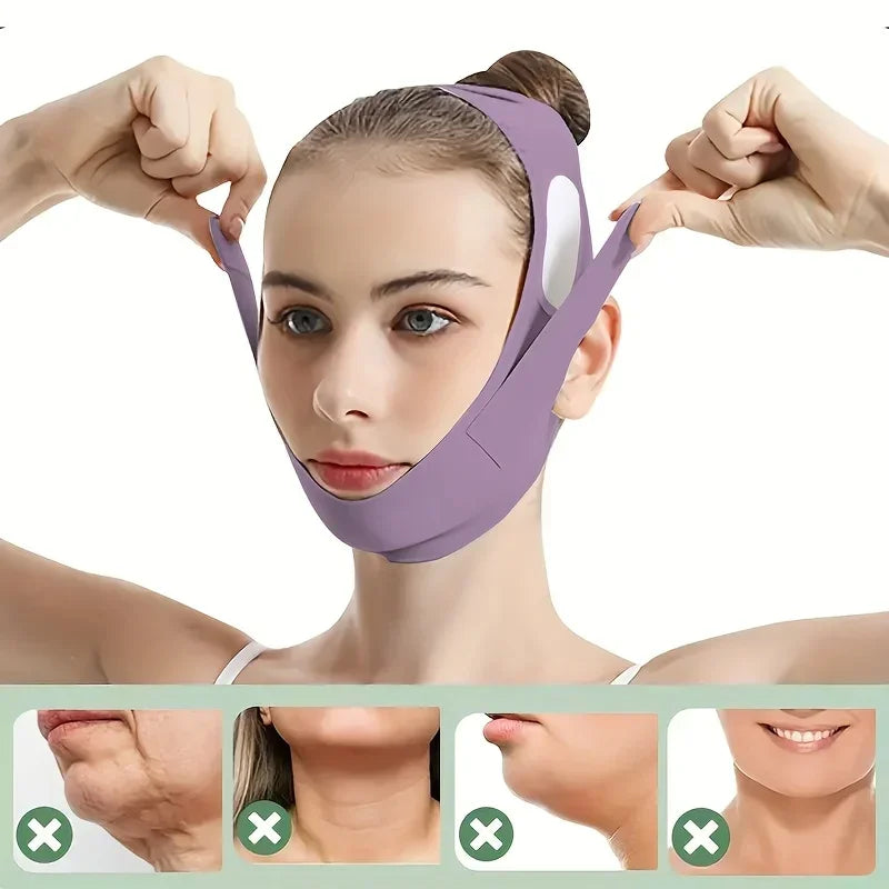 Overnight Face Lift Band with Graphene Fiber - Double Chin Reducer & Jawline Definer, Washable Reusable Beauty Strap 5 Sizes LadyShow.Store