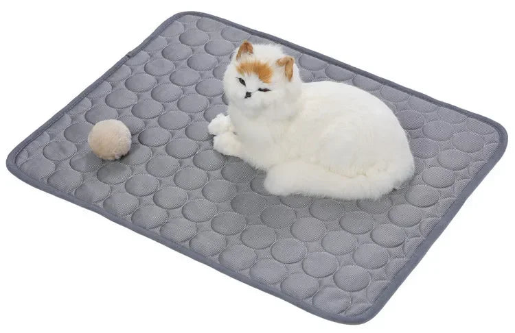 Summer Pet Ice Pad Cool Sleeping Mat Breathable Ice Silk Washable Pet Bed Durable Dog Cat Cushion Pet Supplies for Home Outdoor Pi-Mart