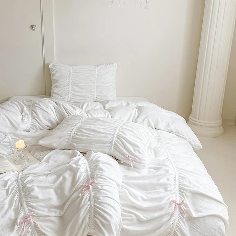 Bonenjoy Bedding Set Simple Style Bedclothes Skin-friendly Bedsheet Set Single/Queen/King Size Bed Linen Set juegos de sábanas LadyShow.Store