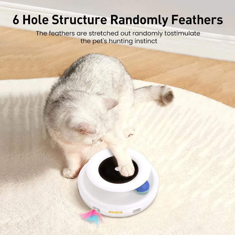 ROJECO 2 in 1 Smart Cat Toys Automatic Feather Fun Ball Toy Set For Cat Dog 5 Modes Electronic Interactive Pet Toy Accessories Pi-Mart