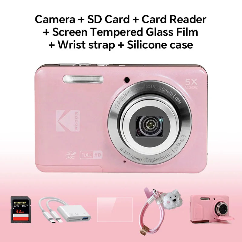 KODAK PIXPRO FZ55-RD 16MP Digital Camera 5X Optical Zoom 28mm Wide Angle 1080P Full HD Video 2.7" LCD Vlogging Camera Pi-Mart