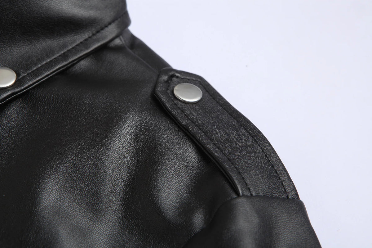 2023 Mens Fashion Leather Jacket Slim Fit Stand Collar PU Jacket Male Anti-wind Motorcycle Lapel Diagonal Zipper Jackets Men Pi-Mart