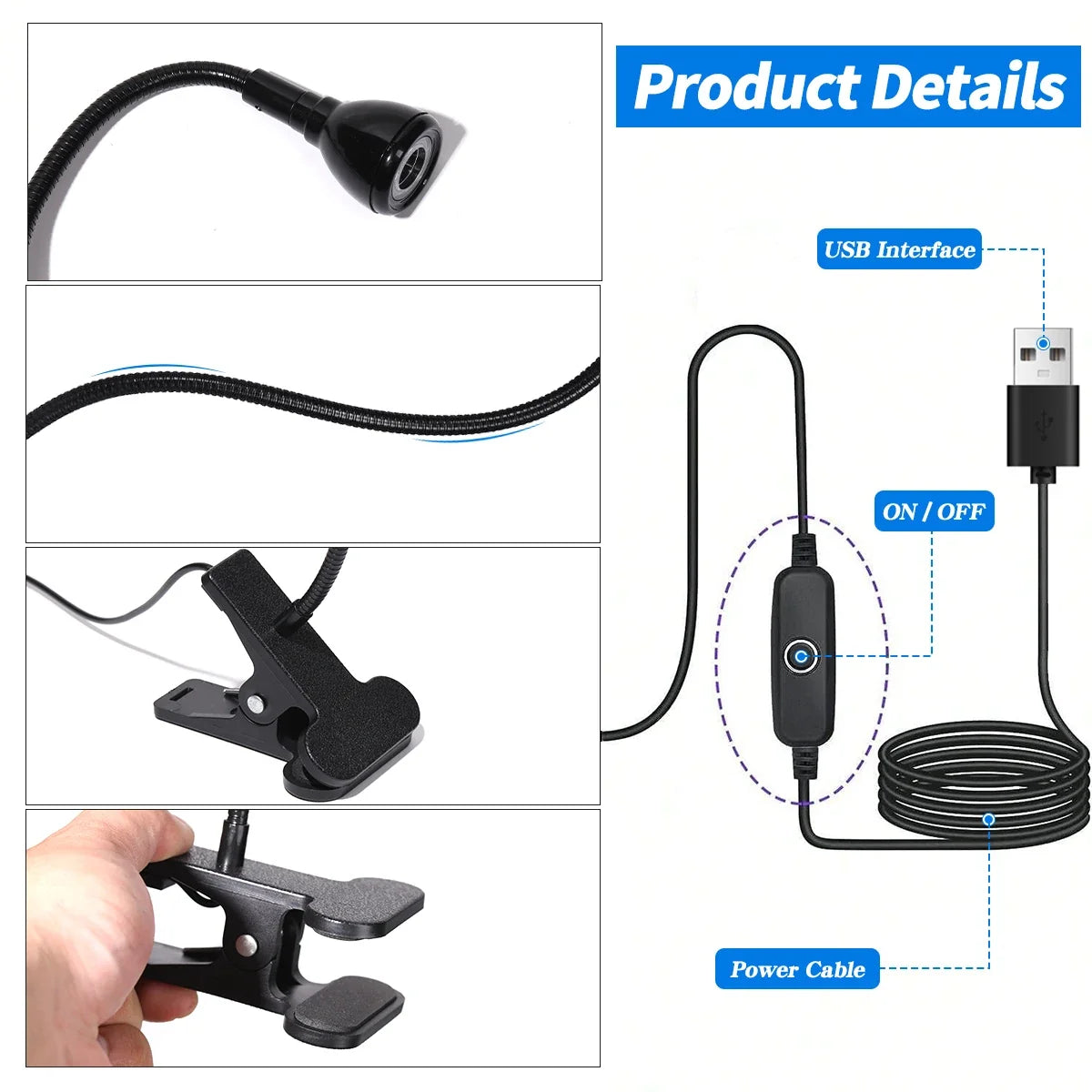 Nail LED UV Lamp for Drying Gel Nails Polish Clip-On Flexible Desk Mini Portable USB Nail Lamp UV Light Dryer for Manicure Salon Tri Light Beauty