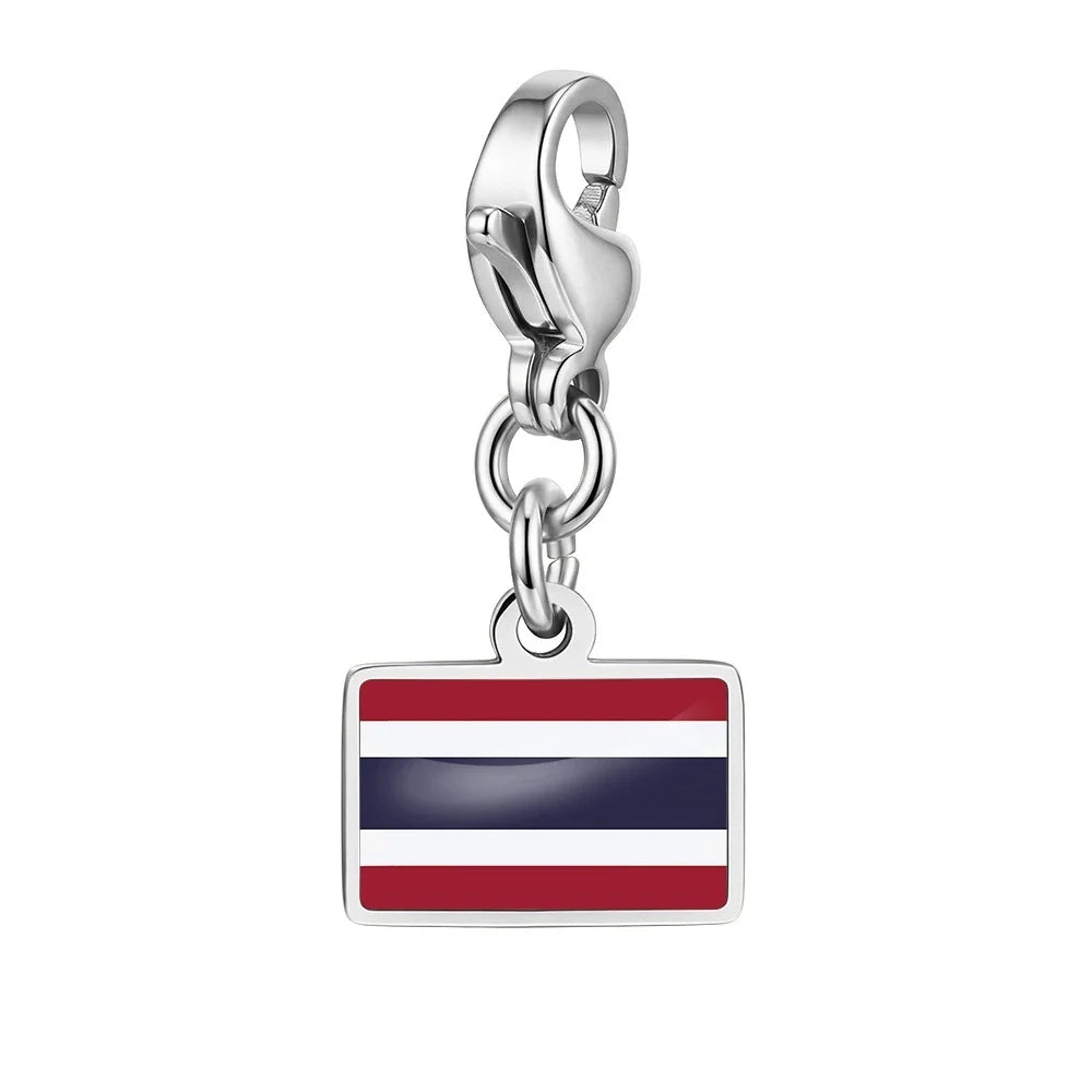 10mm Country Flag Charms Pendant Necklace Bracelet Keychain Bagchain Stainless Steel  Jewelry A Commemorative Gift For A Friend Pi-Mart
