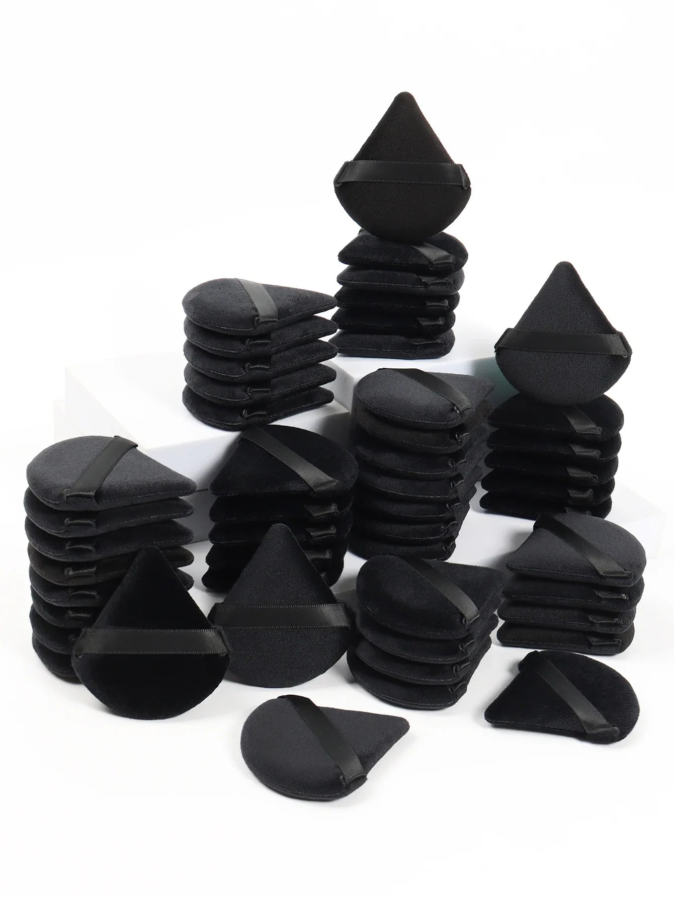 Black Triangle Powder Puff Facial Makeup Sponge Soft Velvet Cosmetics Puff Mixer Beauty Foundation Make-Up Sponge Makeup Access Tri Light Beauty