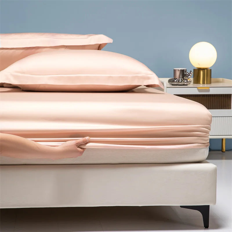 Luxury 100% Bamboo Bed Sheet Set with Fitted Sheets Flat Bedsheet Pillowcase Double Queen King Size Bedding Sets Smooth Silky LadyShow.Store