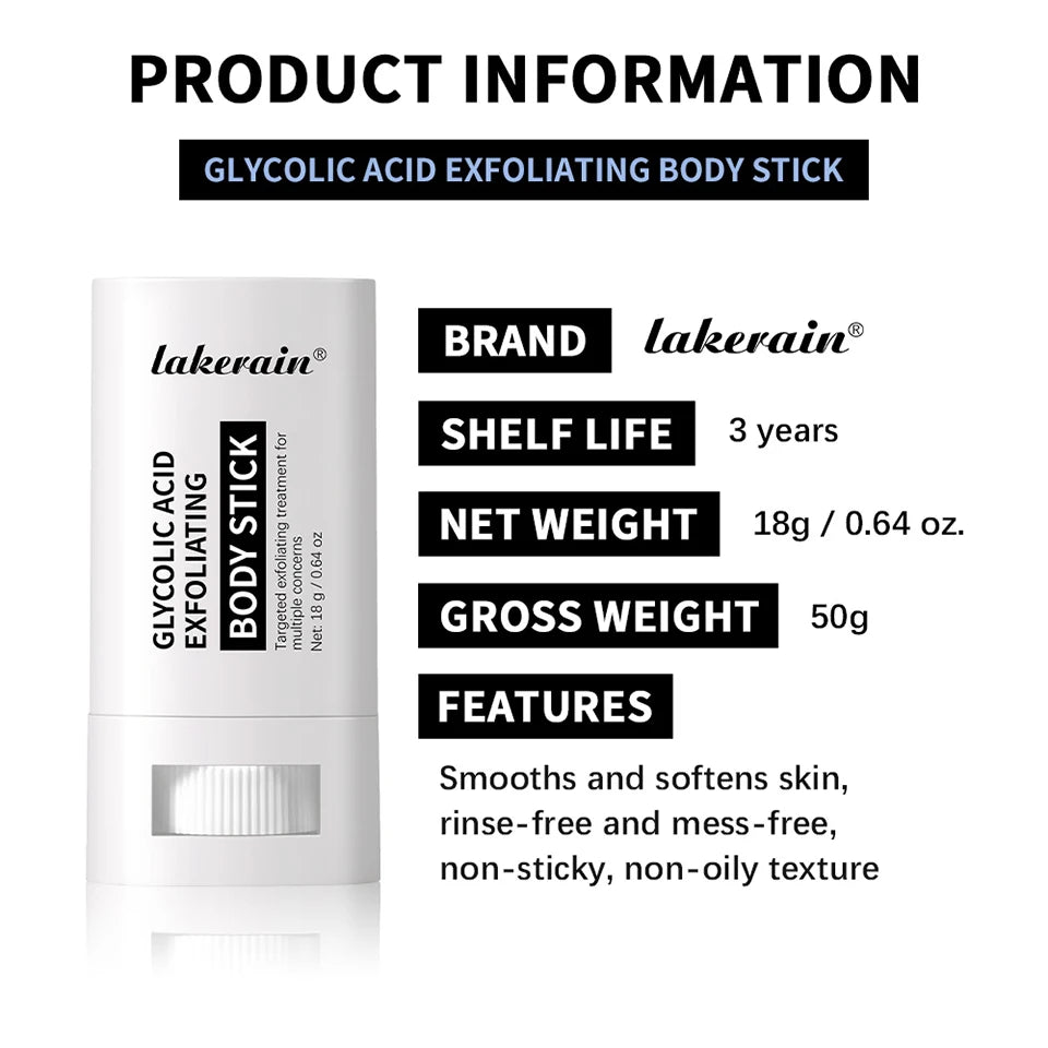 Glycolic Acid Exfoliating Body Stick Multiple Concerns Delivers Deep Effective Exfoliation Nourishing Moisture Deep Hydration Pi-Mart