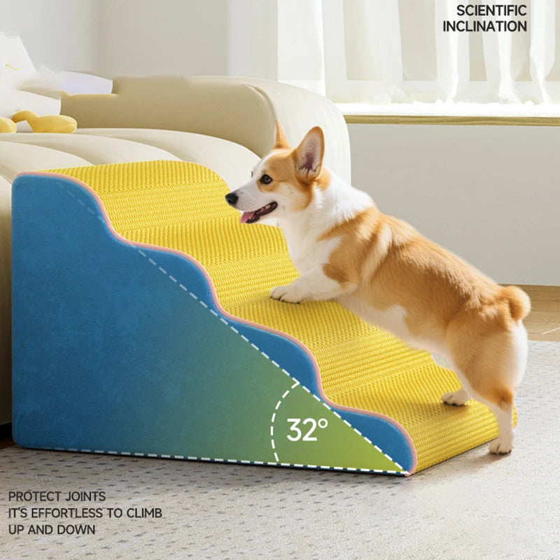 Dog Cat Ramp Ladder 3/4 Step Pet Stair Memory Foam Sponge Dogs Sofa Removable and Washable Training Pet Ramp Stairs Pet Supplies Pi-Mart