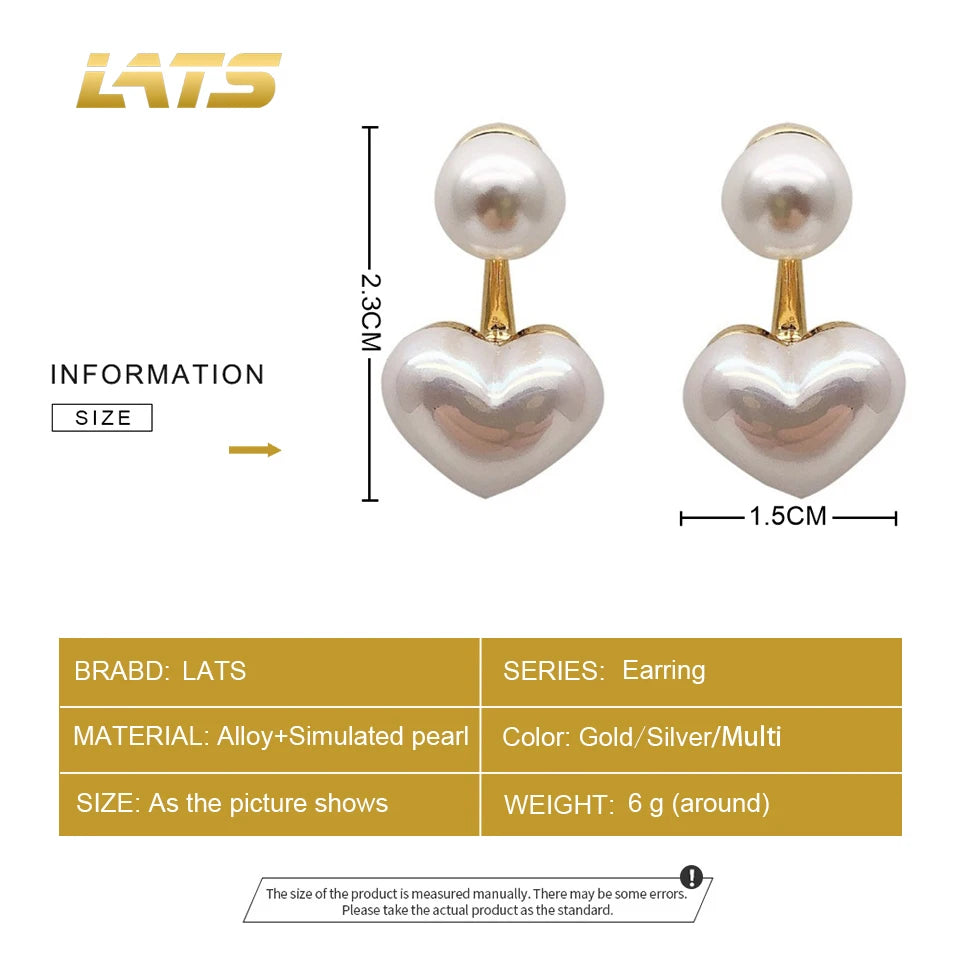 New Fashion love Heart Pearl Earrings for Women Sweet Elegant Temperament Drop Earring Trend Jewelry Accessories Pi-Mart
