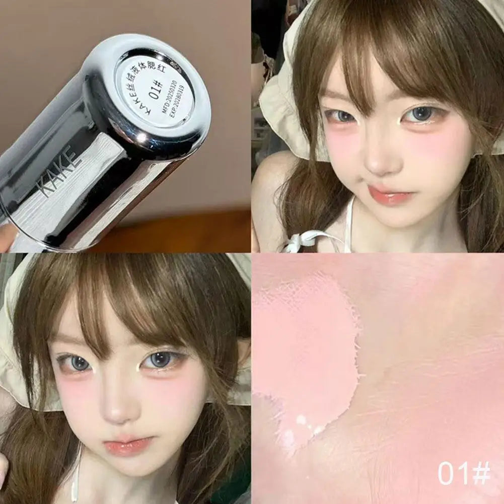 4 Colors Moisturizing Sponge Head Blusher Liquid Blush Stick Cheek Lip Milk Highlighter Natural Pink Rouge Matte Brighten Makeup Tri Light Beauty