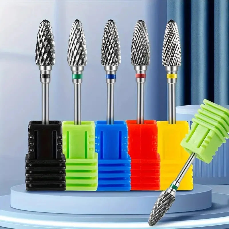 Tungsten Carbid Nail Drill Bits Electric Manicure Drill Accessory Milling Cutters for Nail Gel Polish Remover Nail Tools Efiles Tri Light Beauty
