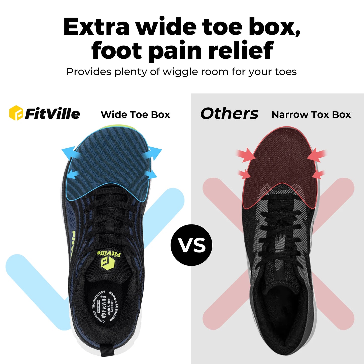 FitVille Wide Toe Box Shoes for Men Cushioned Well Extra Wide Width Shoes Non Slip Wide Lightweight Breathable Running Shoes Pi-Mart