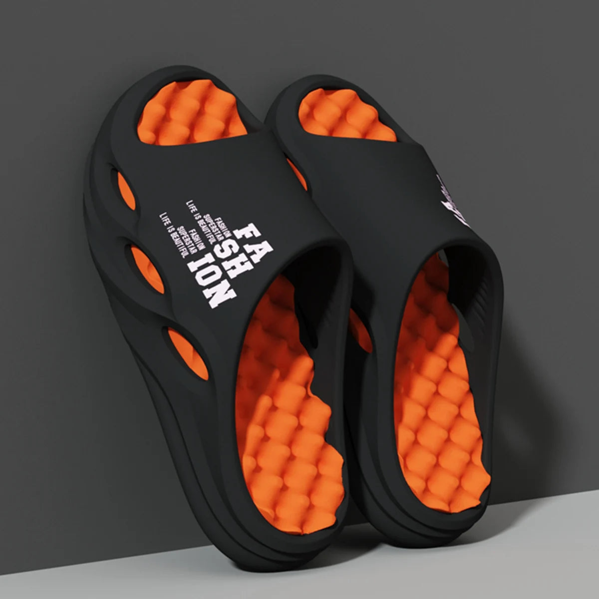 Men Fashion Massage Slippers Indoor/Outdoor Sandals Beach Flip Flop Thick Sole Male Slides Summer Non-Slip Men Shower Slippers Pi-Mart
