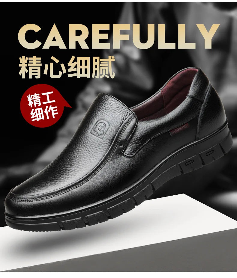 Summer New Men Leather Shoes soft soled Casual Flat Shoes Outdoor Walking shoes Comfort fashion soft leather shoes Loafers Pi-Mart