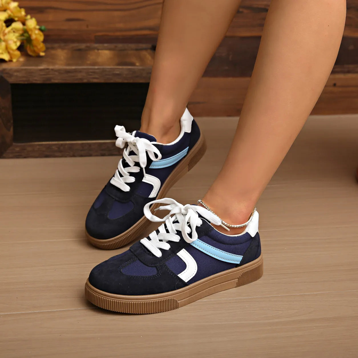 Women's Flat Bottom Sports Shoes Hot Sale Mixed Colors Spring Autumn New Style Sneakers Casual Leisure Student Flats Rubber Sole Pi-Mart