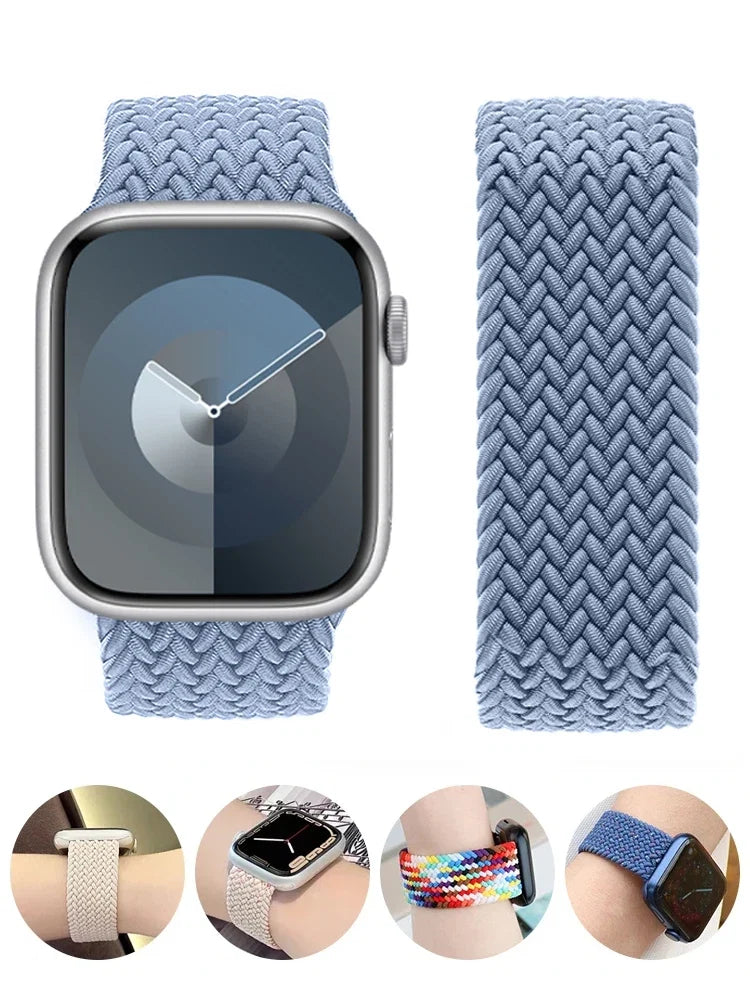 Braided Solo Loop For Apple watch Band 46mm 44mm 45mm 42mm 40mm 41mm Bracelet correa iwatch Series Ultra 2 11 10 9 SE 8 7 Strap LadyShow.Store