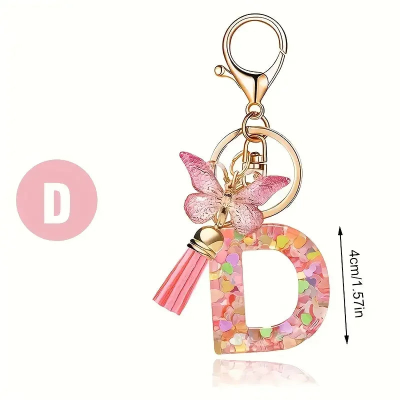 Fashion DIY A-Z Letters keychain Metal Holder Pendent Key Chain Women Car Key Ring Simple Letter Name Key Party Gift Jewelry Pi-Mart