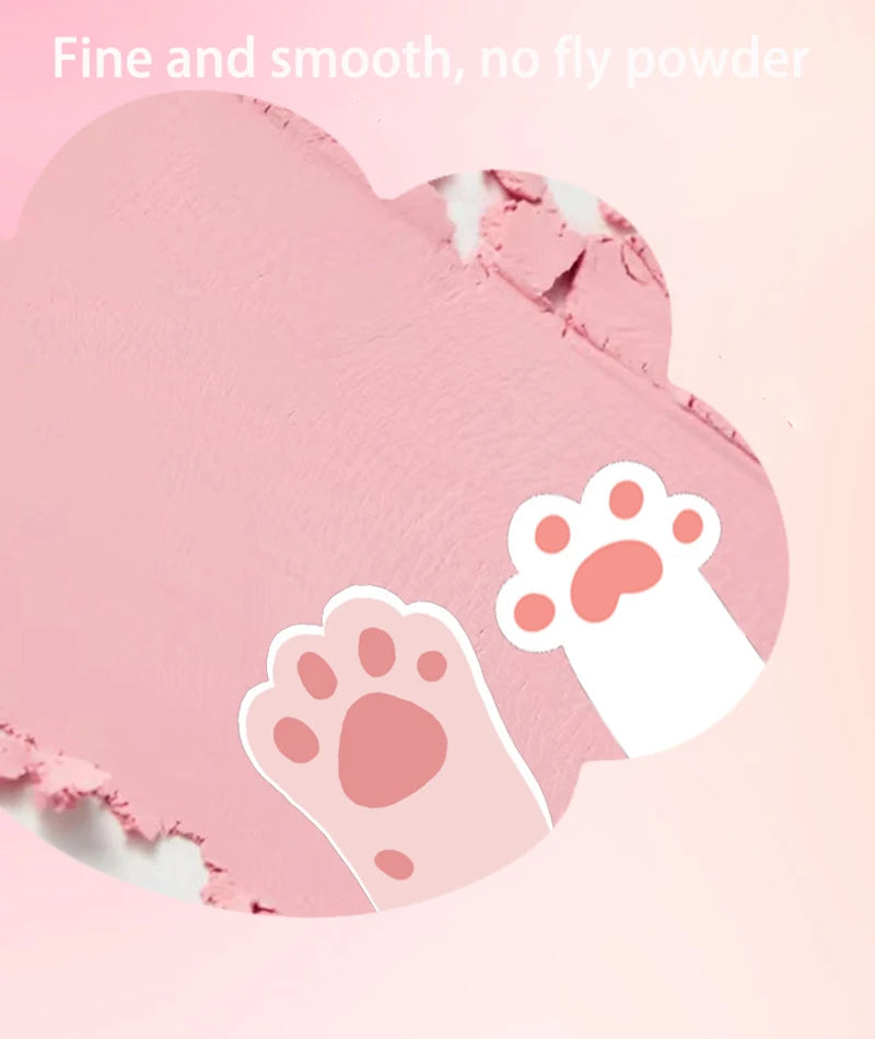 Cat Paw Cream Blush With Thumb Powder Puff Natural Matte Brighten Purple Apricot Rubores Cute Blusher Rouge Korean Dupes Makeup Pi-Mart