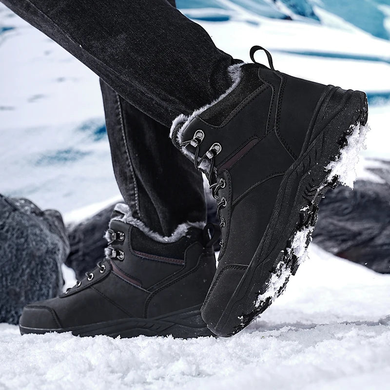New Autumn and Winter High-Top Thick-Soled Fleece-Lined Men's Snow Boots, Outdoor Hiking Shoes, Hunting Boots, Hiking Boots Pi-Mart
