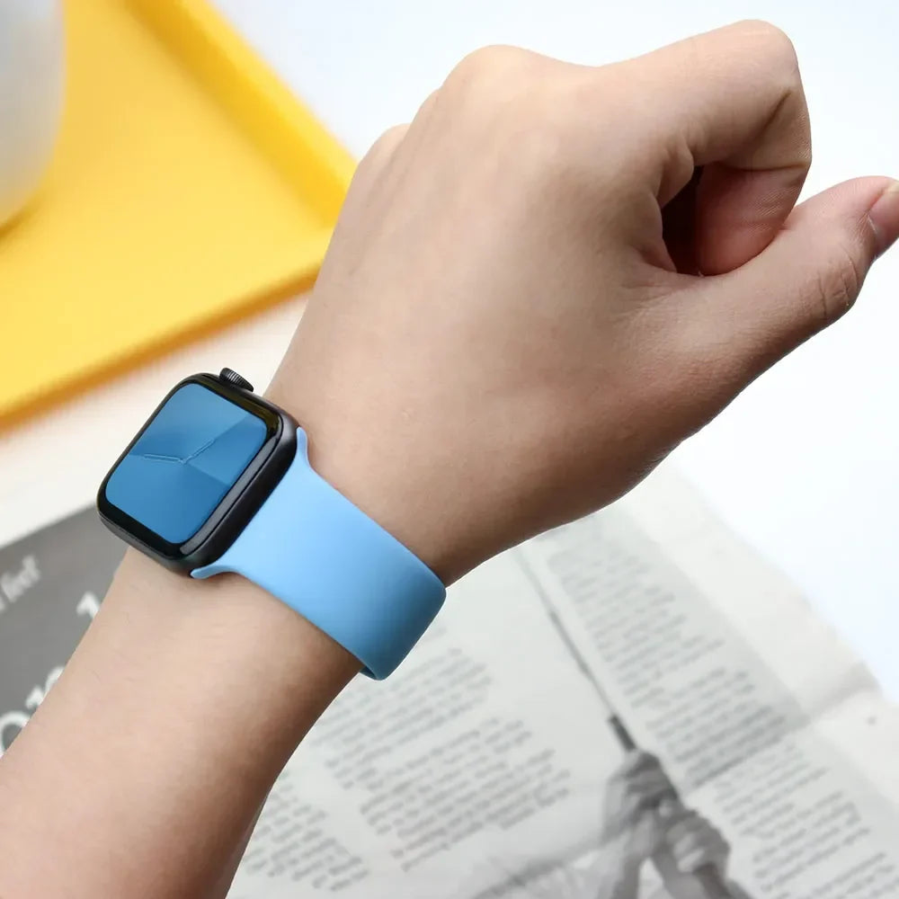 Silicone Band For Apple Watch strap 44mm 45mm 40mm 41mm 42-38mm 45 mm sport bracelet iwatch series 8 7 6 5 4 3 SE 9 Ultra 2 49mm LadyShow.Store