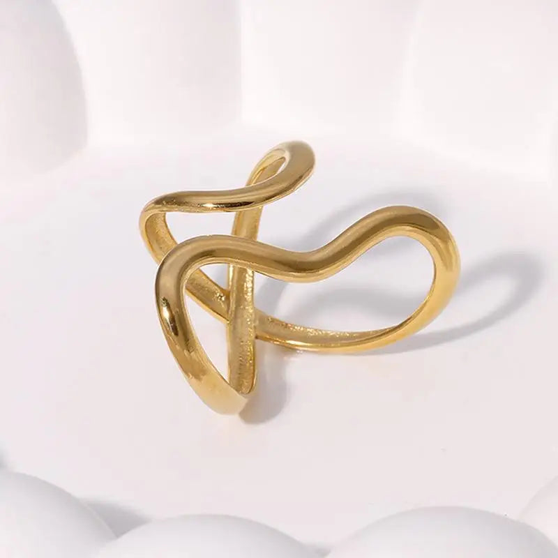 Fashion Stainless Steel Waterproof Open Ring Personality Charms PVD Real Gold 18K Plated Trendy Jewelry for Women Pi-Mart