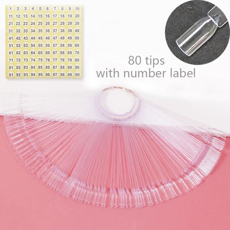 80/50/20pcs Nail Display Sticks Nail Swatch False Nail Tips Nail Gel Polish Practice Clear Display Board for Nail Art Tools Tri Light Beauty