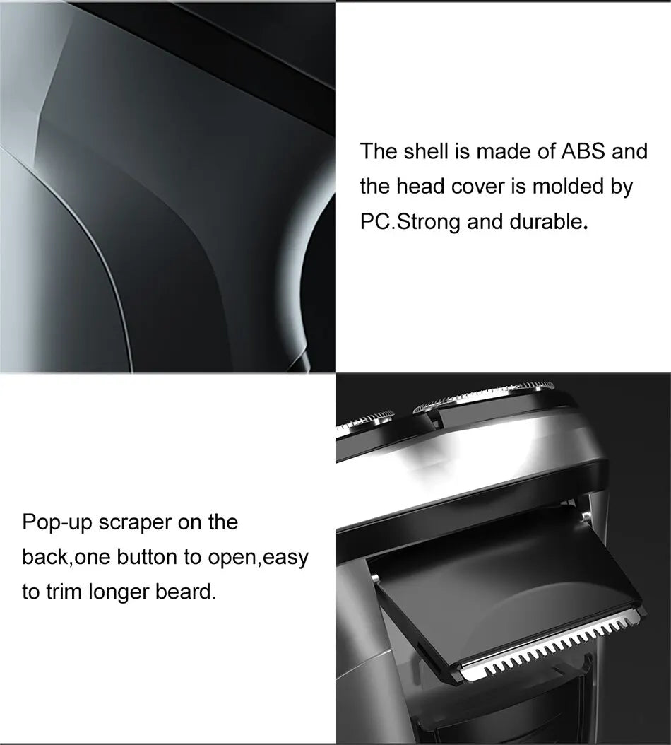 Blackstone USB Rechargeable Rotary Shaver for Men 3D Floating Blade Washable Beard Shaving Machine Electrical Facial Hair Trimme Pi-Mart