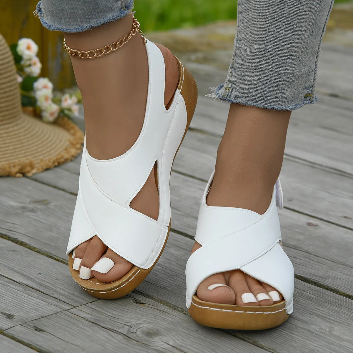 2025 Platform Wedge Sandals for Women Summer Leisure Comfortable Non Slip Thick Bottom Beach Shoes Sandalias Mujer Plus Size 43 Pi-Mart