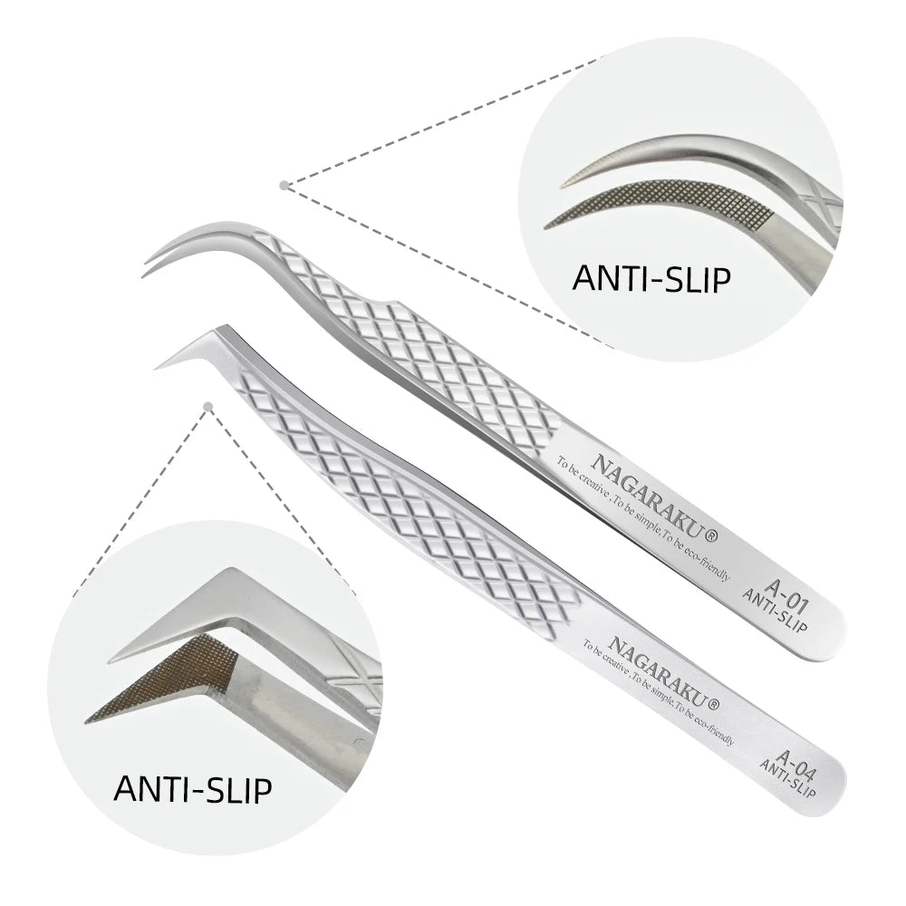 NAGARAKU Eyelash Extension Tweezers Makeup Stainless Steel Eyelash 3D accurate Clip Pi-Mart